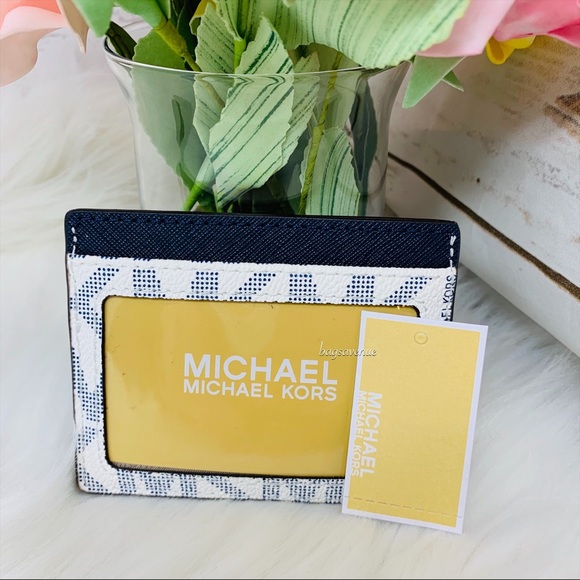 Michael Kors leather navy card holder blue white - Picture 4 of 6